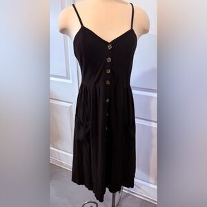 Good Luck Gem Ebony Buttoned Midi Dress